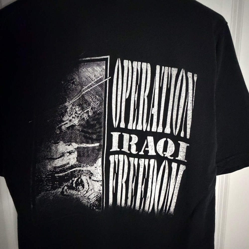 Vintage Y2k Anti Terrorist Operations Iraq Graphic Black T-Shirt Mens Medium